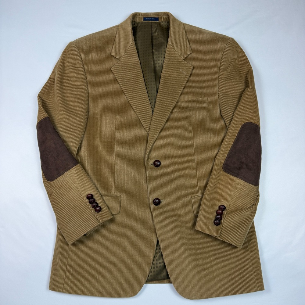 Roundtree & Yorke Corduroy Blazer Mens 38R Tan Good Elbow Patches